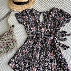 🌿Lush Faux Wrap Boho Romper